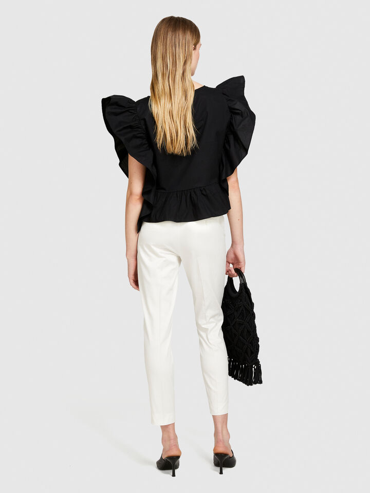 Regular fit chinos - women's chino trousers - White | Sisley image number 3